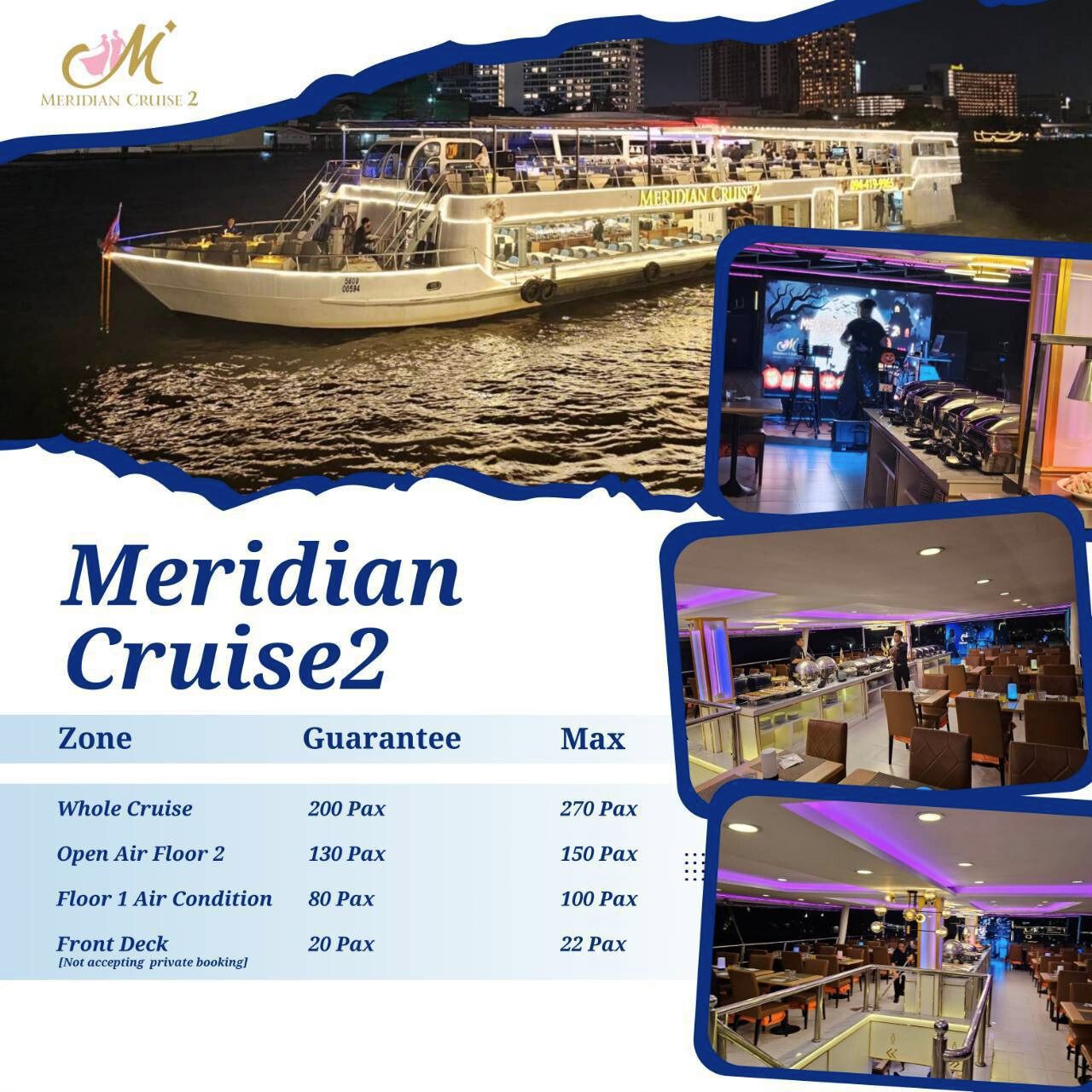 ดินเนอร์เจ้าพระยา Meridian Cruise 2 (โปรแกรม Dinner) Promotion!! มา 4 จ่าย 3
