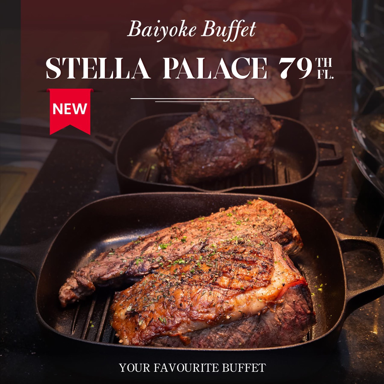 Dinner: ตึกใบหยกสกาย Stella Palace Restaurant ชั้น 79 – Premium Chinese Grill + Steak Buffet บุฟเฟ่ต์ 2 ชม.